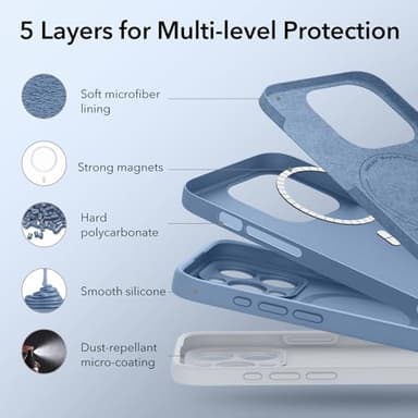 ESR for iPhone 15 Pro Max Case with MagSafe, Supports Magnetic Charging, Slim Liquid Silicone Case, Shock Absorbing, Screen and Camera Protection, Cloud Series, Light Blue - Image 5