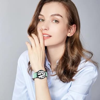 TiMOVO No Gap Leather Hybrid Silicone Band Compatible with Galaxy Watch 7 6 5 4 40/44mm, Watch 4 6 Classic 47 43 42mm, Watch 5 Pro 45mm, 20mm Quick Release Genuine Straps for Women Men, Teal - Image 6