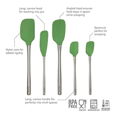 Tovolo Flex-Core Stainless Steel Handled Spatula Set of 5 for Meal Prep, Cooking, Baking, and More - Image 2