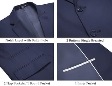 COOFANDY Mens Casual Linen Blazer and Pants 2 Piece Suits Lightweight Beach Wedding Prom Homecoming Suit Set Navy Blue - Image 5