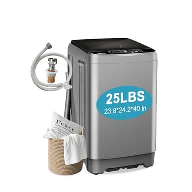 Portable Washing Machine, 25 LBS Full Automatic Washer with 10 Programs & 8 Water Levels, Top Load Clothes Washing Machines with LED Display for Home, Apartment, Grey - Image 1