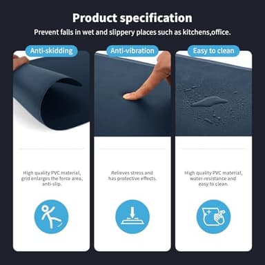 Art3d Anti Fatigue Mat - 1/2 Inch Cushioned Kitchen Mats - Comfort & Non Slip Cushion for Standing Desk, Office or Garage Floor (17.3"x28", Majolica Blue) - Image 11