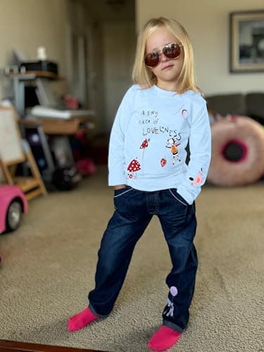 LUKYCILD Toddler Girl Clothes Baby Girl Long Sleeve Top + Jeans Pants with Pockets 2 Piece Outfit Cartoon Clothing Set - Image 3