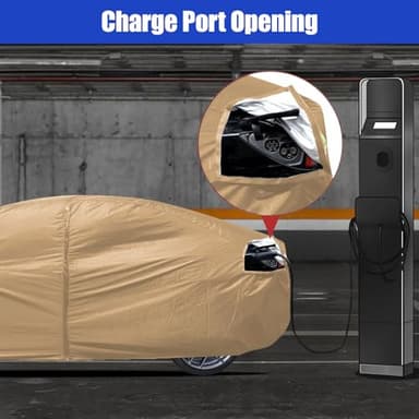 JURMON Heavy Duty Outdoor Car Cover Custom Fit for Tesla Model 3, Windproof All Weather Waterproof Sun Rain UV Dust Snow Protection Outdoor Car Covers - Image 4