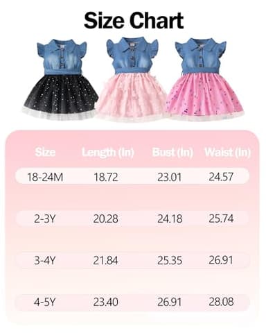 Toddler Girl Denim Tulle Dresses 3T 4T Girl Clothes Summer Outfit Toddler Yellow Short Sleeve Prom Dress Ruffle Party Swing Sundress 3 4 Year Old - Image 5