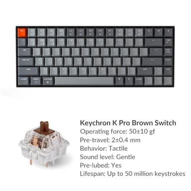 Keychron K2 75% Layout Bluetooth Wireless Mechanical Keyboard K Pro Brown Switch/White LED Backlit/USB C/Anti Ghosting/N-Key Rollover, 84 Keys Gaming Keyboard for Mac Windows-Version 2 - Image 6