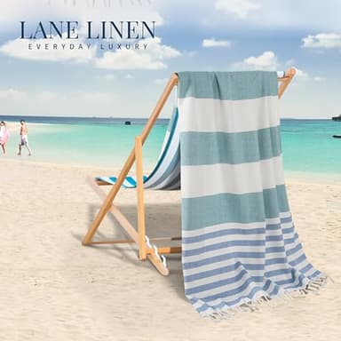 LANE LINEN Beach Towels for Women - 2 Pack Large Beach Towels Oversized, Pre-Washed, Sand Free Towel, Quick Dry, Lightweight and Soft Bath Towel, 39"x71" - Old Glory Teal - Image 6