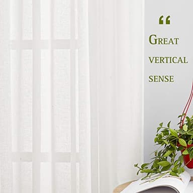 NICETOWN Thick Linen Sheer Ivory Curtains for Privacy Protection, Grommet Rustic Flax Semi Sheer Window Drapes with Light Penetration for Farmhouse/Living Room, W52 x L90, Set of 2 - Image 3