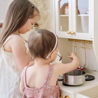 Tiny Land Play Kitchen for Kids, Wooden Toy Kitchen Set with Storage & Accessories, Toddler Kitchen Playset with Stove & Sink, Kids Kitchen Playset Gift for Ages 3-8 - Image 8