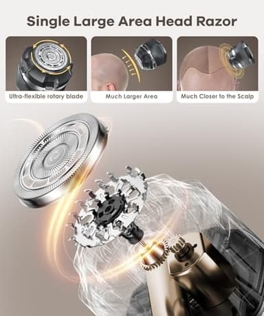 Head Shavers for Bald Men Magnetic Single Blade Electric Shaver with Super Large Blade 10000 RPM Motor IPX8 Waterproof LED Display,Head Shaver (Gray) - Image 7