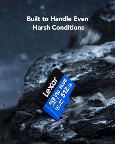 Lexar 512GB Blue Micro SD Card Up to 160MB/s, microSDXC UHS-I Memory Card with SD Adapter, C10, U3, A2, V30, Full HD, 4K UHD, High Speed TF Card - Image 7