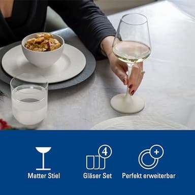 Villeroy & Boch - Manufacture Rock Blanc White Wine Goblet Set, 4 pcs. Set of Drinking Glasses, 13.75 oz, Crystal Glass, Matte White Slate Look - Image 4