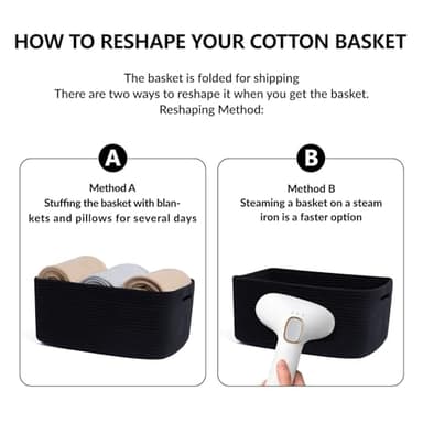 MiniArk Large Storage Baskets for Shelves, Closet Organizers Bins for Clothes Blanket Towels, Baby Nursery, Toy Baskets Box, Woven Rope Baskets, 17 x 13 x 7.5”, 3 Packs Black - Image 7