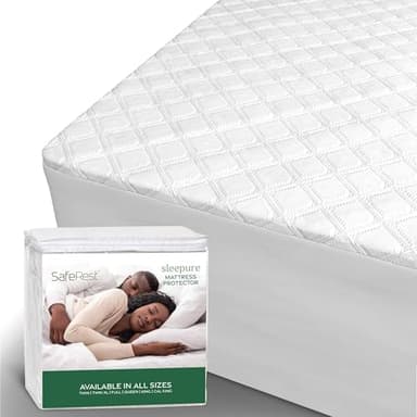 SafeRest Sleepure Waterproof Mattress Protector King Size - Viscose Derived from Bamboo - Fitted with Stretchable Pockets - Machine Washable Cotton King Mattress Cover for Bed - Image 3
