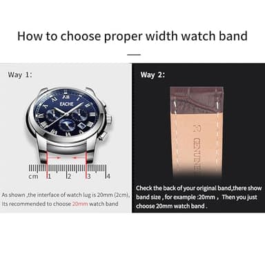 EACHE 20mm Watch Band Quick Release Leather Watch Bands for Men Black Alligator Grain Pattern Leather Watch Straps with Gold Butterfly Deployment Clasp - Image 2