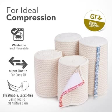Premium Elastic Bandage Wrap (3" 2 Pack) - Hook & Loop Fasteners at Both Ends - Latex Free Hypoallergenic Compression Roll - Reusable Bandages for Waist, Legs, Elbow & Knee Wrap - Image 8
