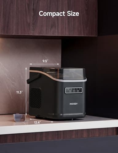 HiCOZY Clear View Ice Maker Countertop, Self-Cleaning Ice Machine with Ambient Lights, Ice in 6Mins, 26 lbs/Day, 2 Sizes of Bullet Ice for Apartment/Kitchen/Office/Home Bar(Black) - Image 9