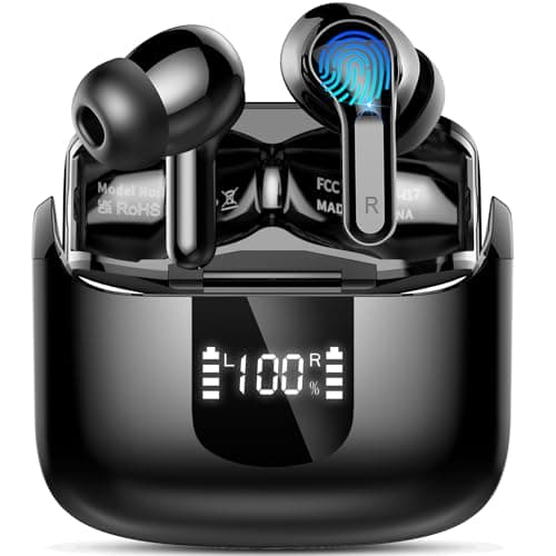 Wireless Earbuds, Bluetooth Headphones 2025 NEW Ear Buds 40H Bass Stereo in-Ear Earphones ENC Noise Cancelling 5.3 Earbuds with 4 HD Mic, USB-C LED Display IP7 Waterproof Sport Headset for Android iOS - Image 1