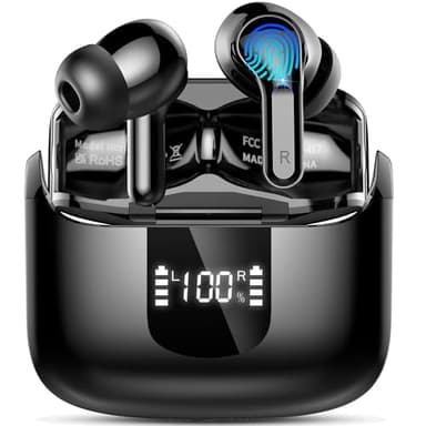 Wireless Earbuds, Bluetooth Headphones 2025 NEW Ear Buds 40H Bass Stereo in-Ear Earphones ENC Noise Cancelling 5.3 Earbuds with 4 HD Mic, USB-C LED Display IP7 Waterproof Sport Headset for Android iOS - Image 1