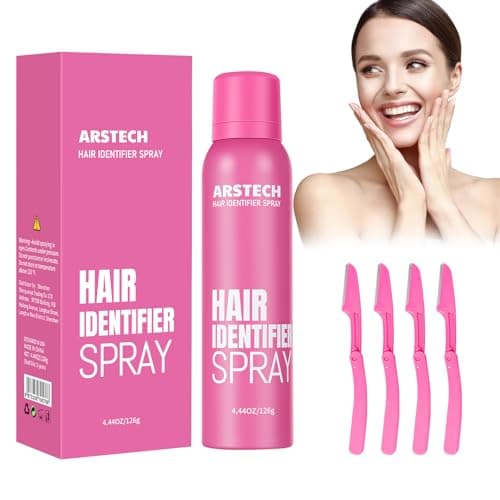 Hair Identifier Spray for Face Shaving Dermaplaning Tool Skin Body Dermaplaning Spray for Women with 4 Face Razor for Face Shaver Hair Removal Kit Excess Hair Dermaplane Razor for Women Face - Image 1