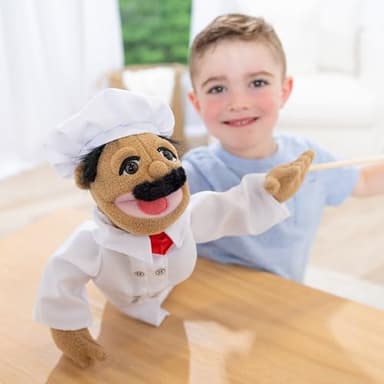 Melissa & Doug Chef Puppet (Al Dente) with Detachable Wooden Rod Pretend Play Chef Puppet Pepe - Image 2