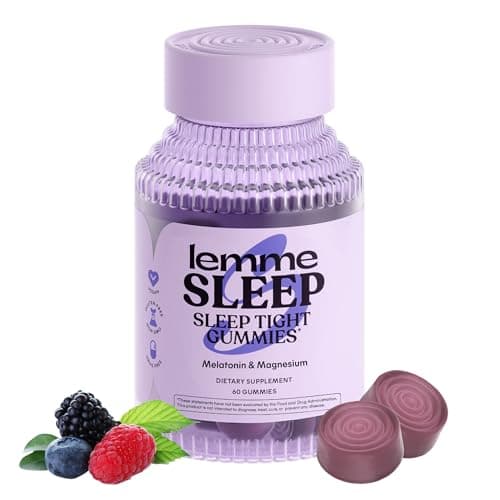 Lemme Sleep Gummies with 5mg Melatonin, Elderberry, Magnesium, L-Theanine, Chamomile and Lavender, Drug-Free Nighttime Sleep Aid, Gluten Free, Gelatin Free, Non GMO, Berry Flavored (60 Count) - Image 1