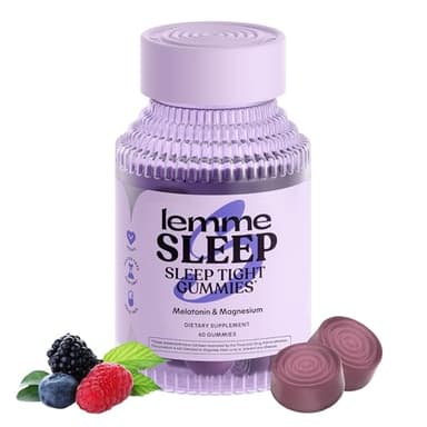 Lemme Sleep Gummies with 5mg Melatonin, Elderberry, Magnesium, L-Theanine, Chamomile and Lavender, Drug-Free Nighttime Sleep Aid, Gluten Free, Gelatin Free, Non GMO, Berry Flavored (60 Count) - Image 1