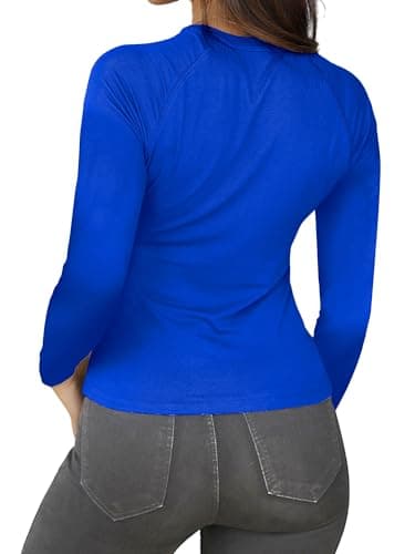 Abardsion 2025 Women Activewear Raglan Long Sleeve T Shirts Fall Basic Crewneck Slim Fit Going Out Workout Tops (Royal Blue, 2XL) - Image 2
