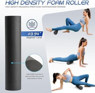 Foam Roller High Density Foam Roller Set for Deep Tissue Muscle Massage, 18" Trigger Point Fitness Exercise Massage Roller, Self-Myofascial Release for Whole Body (Black-18(2 in 1 - Image 5