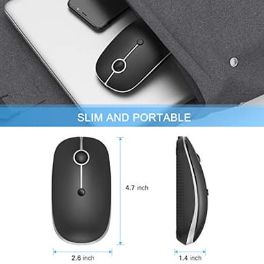 Type C Wireless Mouse，Vssoplor USB C MacBook Wireless Mouse Dual Mode 2.4G Cordless Mice with Nano USB and Type C Receiver Compatible with PC, Laptop, MacBook and All Type C Devices-Black and Silver - Image 5