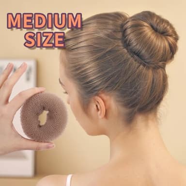 FANDAMEI Donut Bun Makers- 4PCS Extra Small 4 PCS Small Hair Bun Maker for Kids, Ballet Bun Donuts for Hair, with 5 Elastic Hair Ties and 40 Pins (Tan Brown) - Image 4
