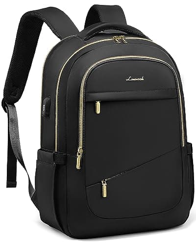 LOVEVOOK Laptop Backpack for Women, Black Business Travel Backpacks with USB Port, Water Resistant Work Teacher Computer Bag, Stylish Daypack, Fits 15.6" Laptop - Image 1