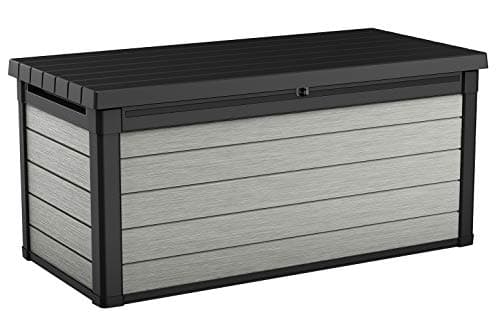 Keter Denali 150 Gallon Resin Large Deck Box with Double Wall 20mm Panels - Paintable and Drillable-Organization and Storage for Patio Furniture and Outdoor Items, Grey & Black - Image 1
