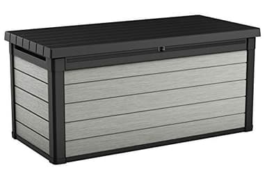Keter Denali 150 Gallon Resin Large Deck Box with Double Wall 20mm Panels - Paintable and Drillable-Organization and Storage for Patio Furniture and Outdoor Items, Grey & Black - Image 1