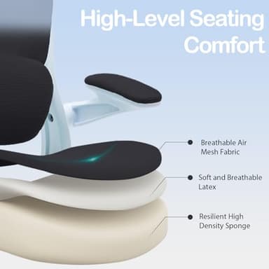 Estevo Ergonomic Office Chair with Tilt-Lock, Home Office Desk Chair with Auto Lumbar Support, High Back Mesh Desk Chair with Adjustable Headrest, Swivel Task Chair or Study Bedroom,Black and White - Image 8