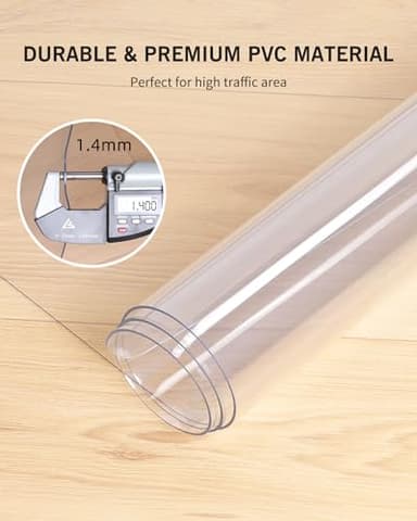 FURKIT Area Mat for Hard Floors, 5'×7' Transparent PVC Area Rug for Home, Waterproof Durable Protector for Dining Room, Kitchen, Living Room, Large No-Slip Baby Play Mat for Floor, Pet Litter Pad - Image 6