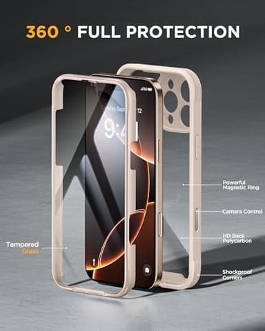 Miracase Magnetic for iPhone 16 Pro Case Full-Body Phone with Built-in Glass Screen Protector, [Compatible with MagSafe] Military Drop Proof 16 Pro Cover Bumper 6.3 inch, Desert - Image 4