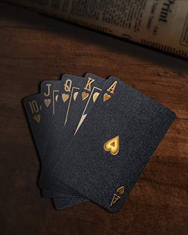BIERDORF Diamond Waterproof Black Playing Cards, Poker Cards, HD, Deck of Cards (Black) - Image 8
