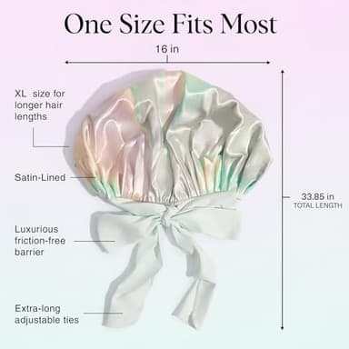Kitsch XL Satin Bonnet for Sleeping - Softer Than Silk Hair Bonnet for Women - Secure Fit, Adjustable Night Cap for Curly & Textured Hair - Prevents Breakage, Tangles & Thinning - Aura - Image 3