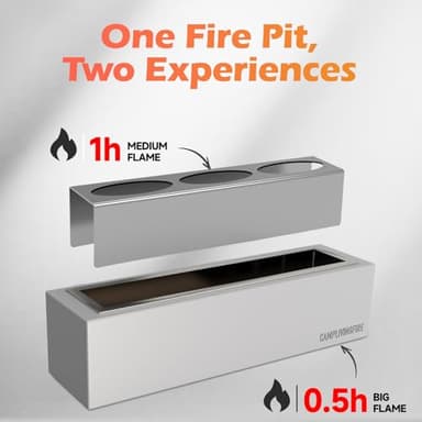 Tabletop Fire Pit with 4 Extendable Smores Sticks, Indoor Outdoor Fire Pit Table Top, Rectangle Tabletop Fireplace, Rubbing Alcohol Smores, Patio Decor Festive Gift - Gray - Image 2