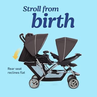 Graco DuoGlider Double Stroller | Lightweight Double Stroller with Tandem Seating, Glacier - Image 6