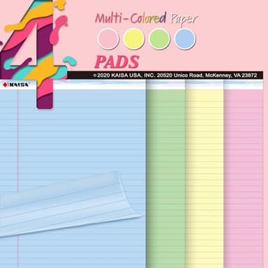 KAISA Colored Legal Pad Writing Pads 8.5x11 inch, Wide Ruled, 40 Sheets/Pad, 20lb Colored Paper, Perforated Writing Pad with Sturdy Back (4 Pads), KSU-5972 - Image 7