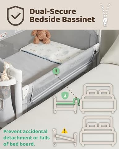 Joybai 4 in 1 Baby Bassinet Bedside Sleeper, Baby Bedside Crib 5 Functions, Bedside Sleeper, Bassinet Crib, Changing Station for Newborn Baby - Image 5