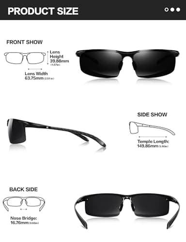 BIRCEN Polarized Carbon-Fiber Sunglasses for Men: Ultralight UV Protection Sun Glasses for Outdoor Sports Fishing Golf Hiking - Image 3