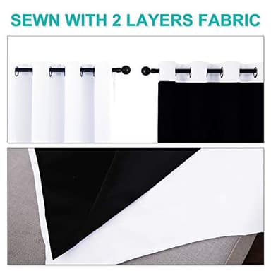 NICETOWN White 100% Blackout Lined Curtains, 2 Thick Layers Completely Blackout Window Treatment Thermal Insulated Drapes for Kitchen/Bedroom (1 Pair, 55 inches Width x 68 inches Length Each Panel) - Image 5