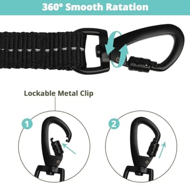 jenico Long Dog Leash 20FT: 3/8'' Heavy Duty Rope Leashes for Dogs Training with Lockable Hook Reflective Threads Bungee and Padded Handle - Dog Lead for Large Small Medium Dogs Outside Walking - Image 3