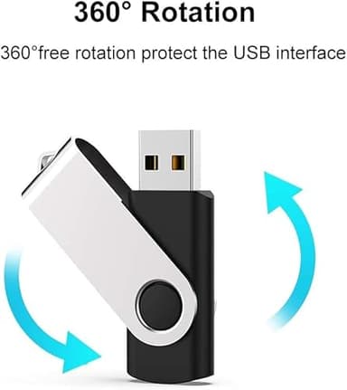 JUANWE 128GB Flash Drive 2 PCS, 2.0 Thumb Drive USB Drives Pendrive for File Storage Data Transfer, High Capacity Zip Drive Portable USB Storage Flashdrives 360° Swivel Cap, Jump Drive 128G×2 Black - Image 2
