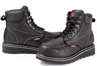 SUREWAY 6” Waterproof Mens Heavy Duty Soft Toe Work Boots for Men,Goodyear Welt,Comfortable & Durable,Oil/Slip Resistant,Full Grain Leather,EH Safety,Wedge Moc Toe Industrial Construction BLACK - Image 4