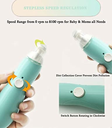 Rechargeable Baby Nail File, Fansidi Electric Baby Nail Trimmer for Newborn Infant or Toddler Toenail and Fingernail - Girls and Boys Accessory - Extra Replacement Pads Included (Blue) - Image 3