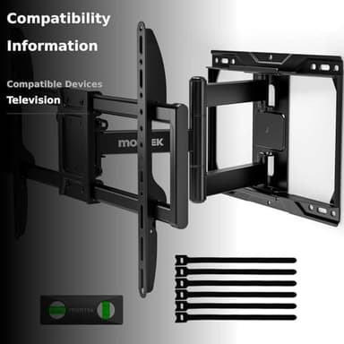 monTEK Full Motion TV Wall Mount for 37-84 Inch TVs, TV Mount Bracket with Articulating Arms, Tool-Free Tilt & Swivel, Extension, Max VESA 600x400mm, Fits 12“/16" Wood Studs, Up to 110lbs, 4X Tested - Image 3